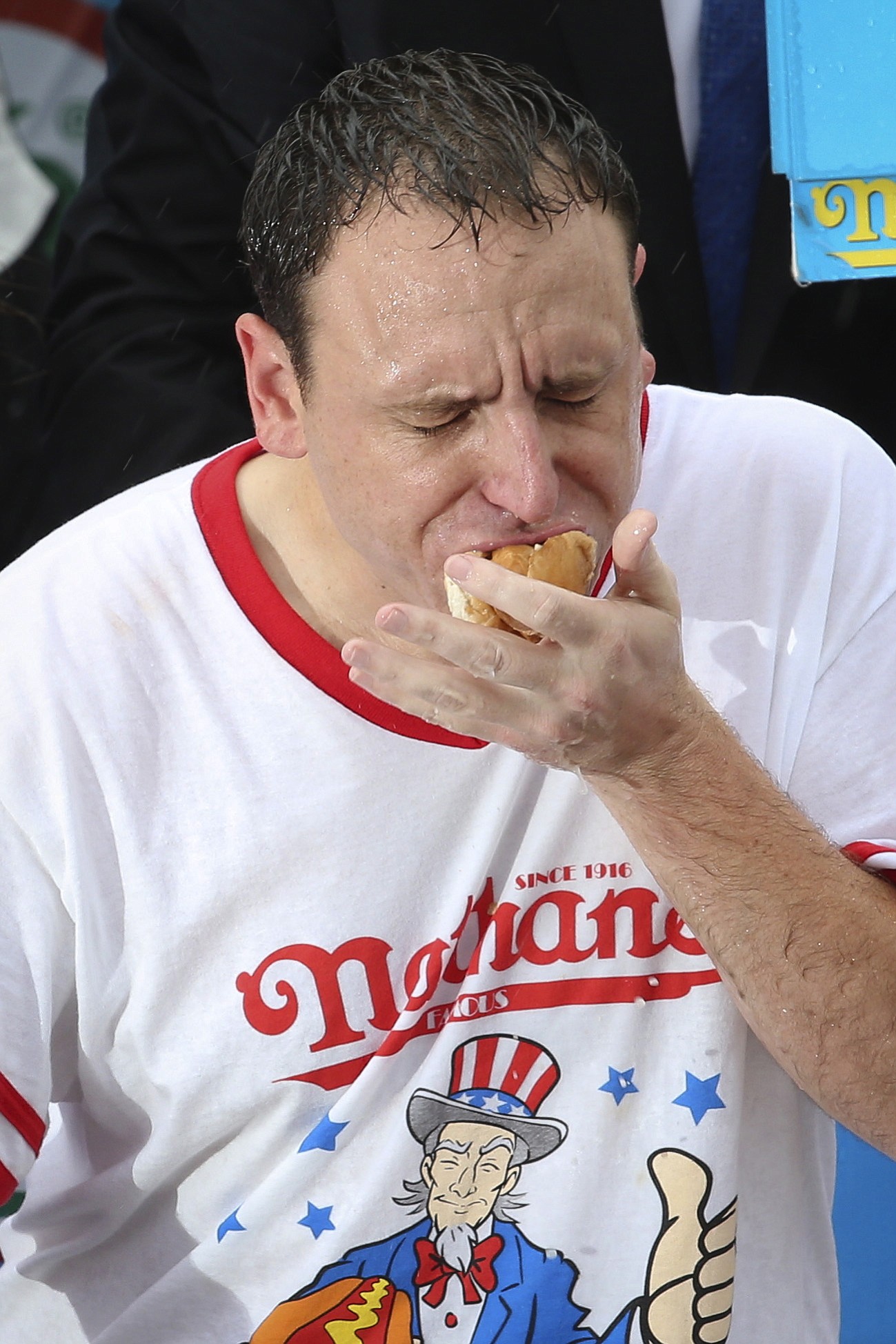 Joey Chestnut won his eighth Nathan's Famous Fourth of July International Hot Dog Eating contest Friday by finishing 61 hot dogs and buns.