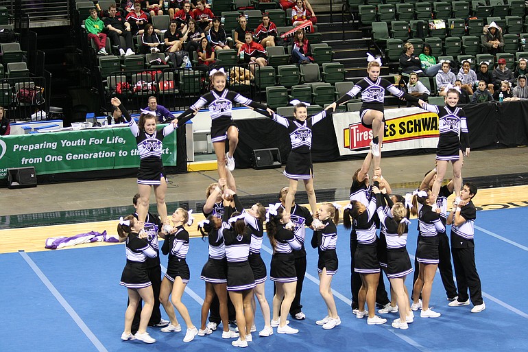 Heritage High School won first place in the large co-ed category at last weekend's statewide cheerleading competition.