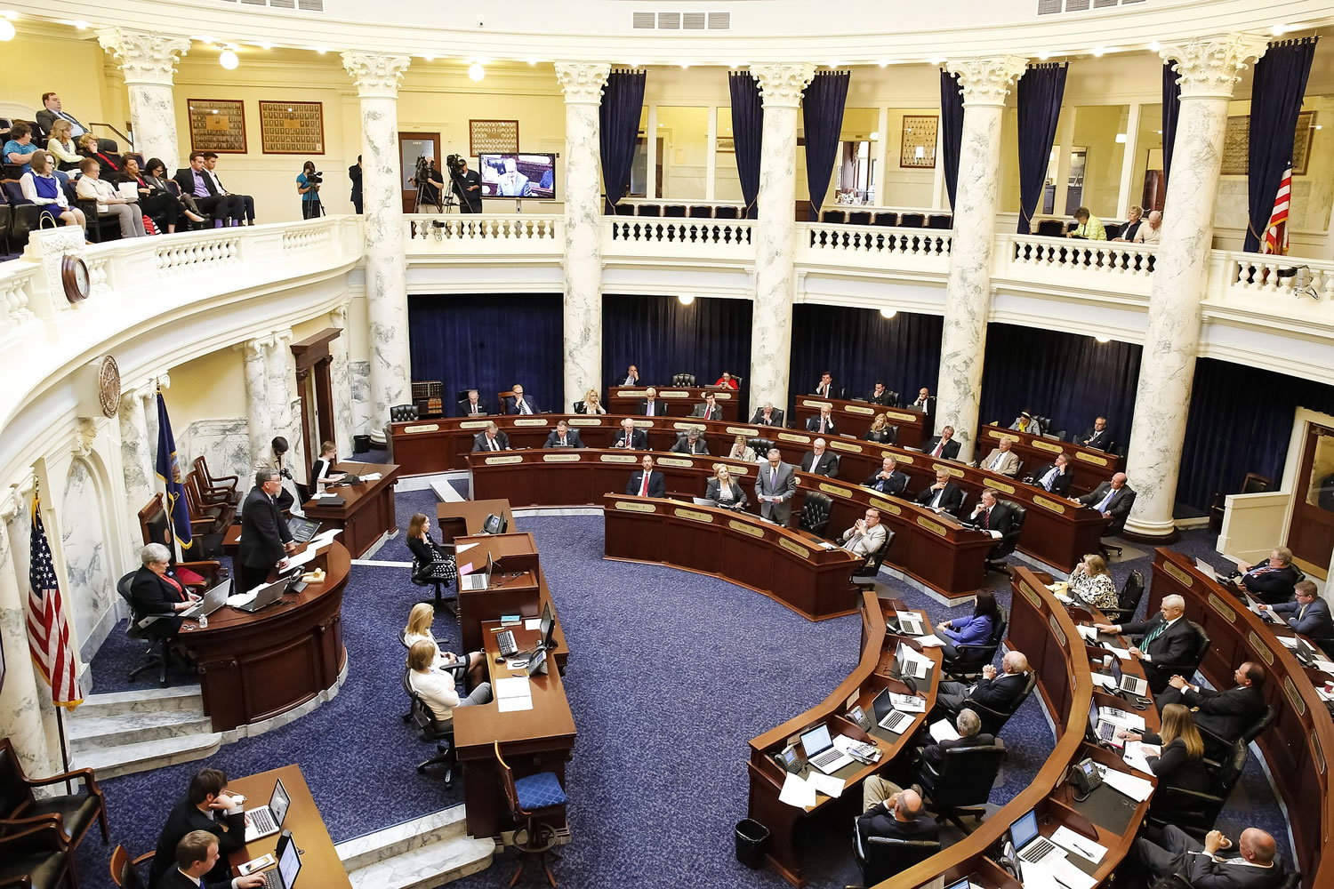 The Idaho House debates the child support enforcement bill during a special session of the Idaho Legislature at the state Capitol building on Monday in Boise, Idaho.