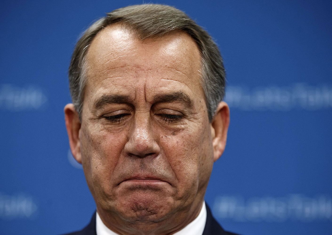 House Speaker John Boehner of Ohio pauses during a news conference on Capitol Hill in Washington on Oct.