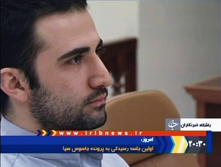 U.S. citizen Amir Mirzaei Hekmati, accused by Iran of spying for the CIA, appears in Tehran's revolutionary court in Iran in December. An Iranian court has convicted Hekmati and sentenced him to death, state radio reported Monday. Iran charges that Hekmati received special training and served at U.S.