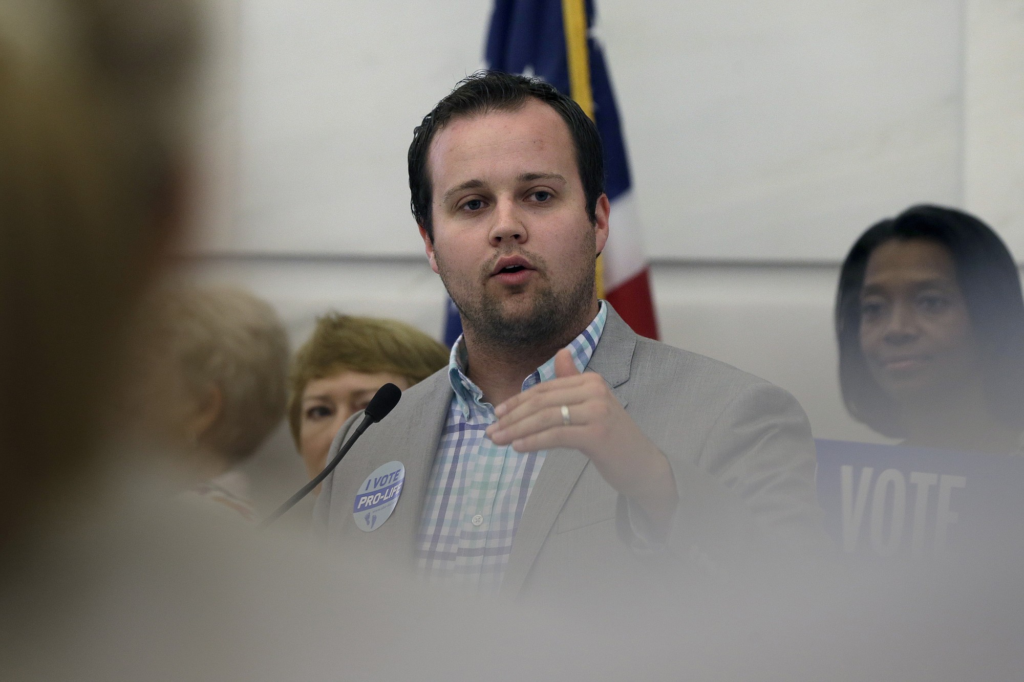Josh Duggar, executive director of FRC Action, speaks Aug. 29, 2014, in favor the Pain-Capable Unborn Child Protection Act at the Arkansas state Capitol in Little Rock, Ark. Tony Perkins, president of the Washington-based Christian lobbying group, said Thursday, May 21, 2015, that he has accepted the resignation of Duggar in the wake of the reality TV star's apology for unspecified bad behavior as a young teen.