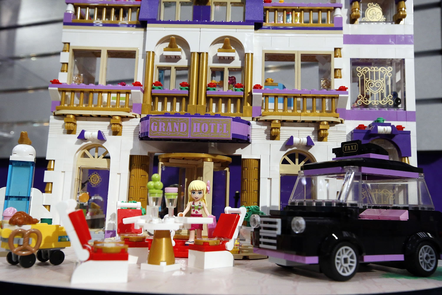 IMAGE DISTRIBUTED FOR LEGO SYSTEMS - The LEGO Friends Heartlake Grand Hotel set is displayed at the American International Toy Fair, Saturday, Feb. 14, 2015, in New York.