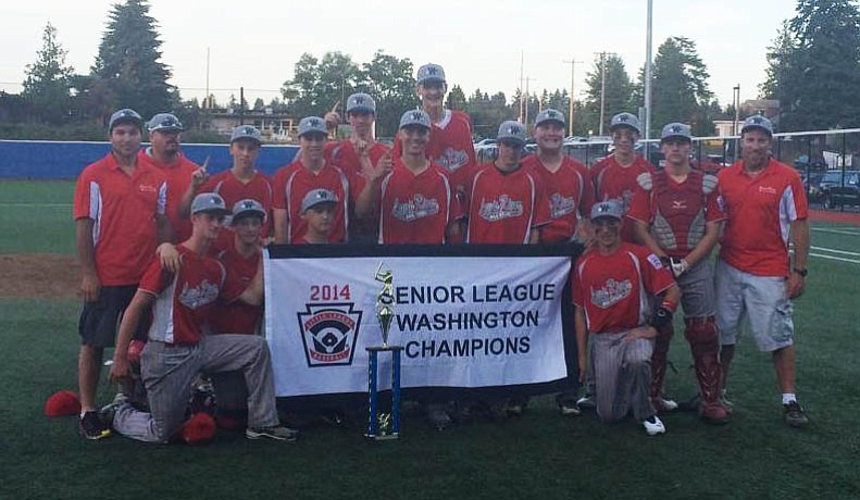 Lewis River Senior Little League all-stars after winning the Washington state championship.