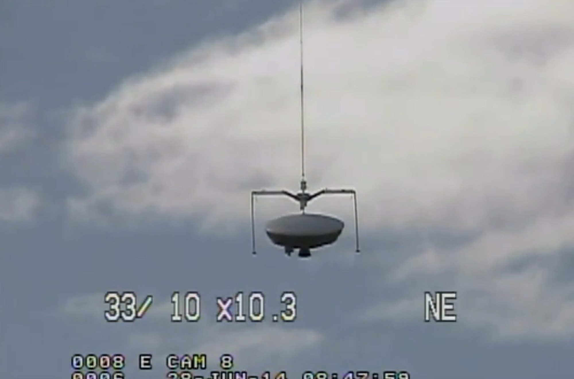 This image taken from video provided by NASA shows the launch of the high-altitude balloon carrying this saucer-shaped vehicle for NASA, Saturday June 28, 2014 in Kauai, Hawaii. Saturday's experimental flight high in Earth's atmosphere is testing technology that could be used to land on Mars.
