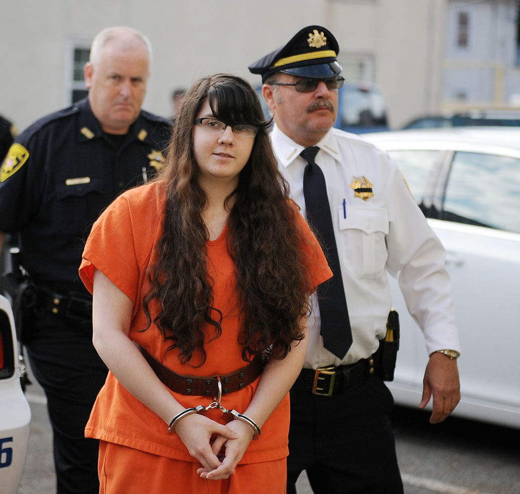 Miranda Barbour enters the Northumberland County courthouse for sentencing on Thursday in Sunbury, Pa.