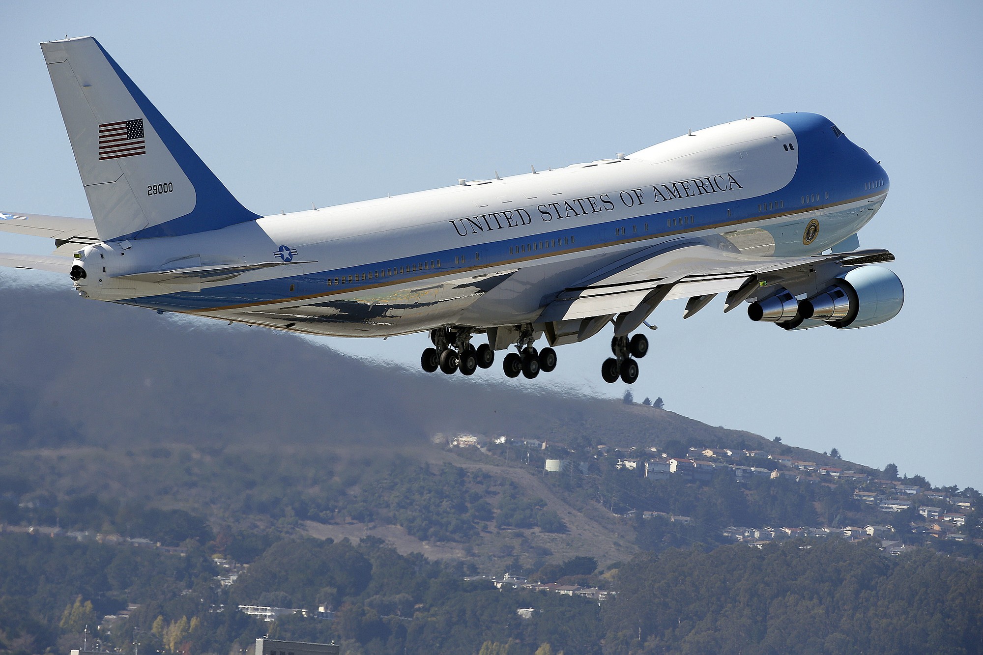 Air Force One takes off with President Barack Obama from San Francisco International Airport on Saturday in San Francisco.