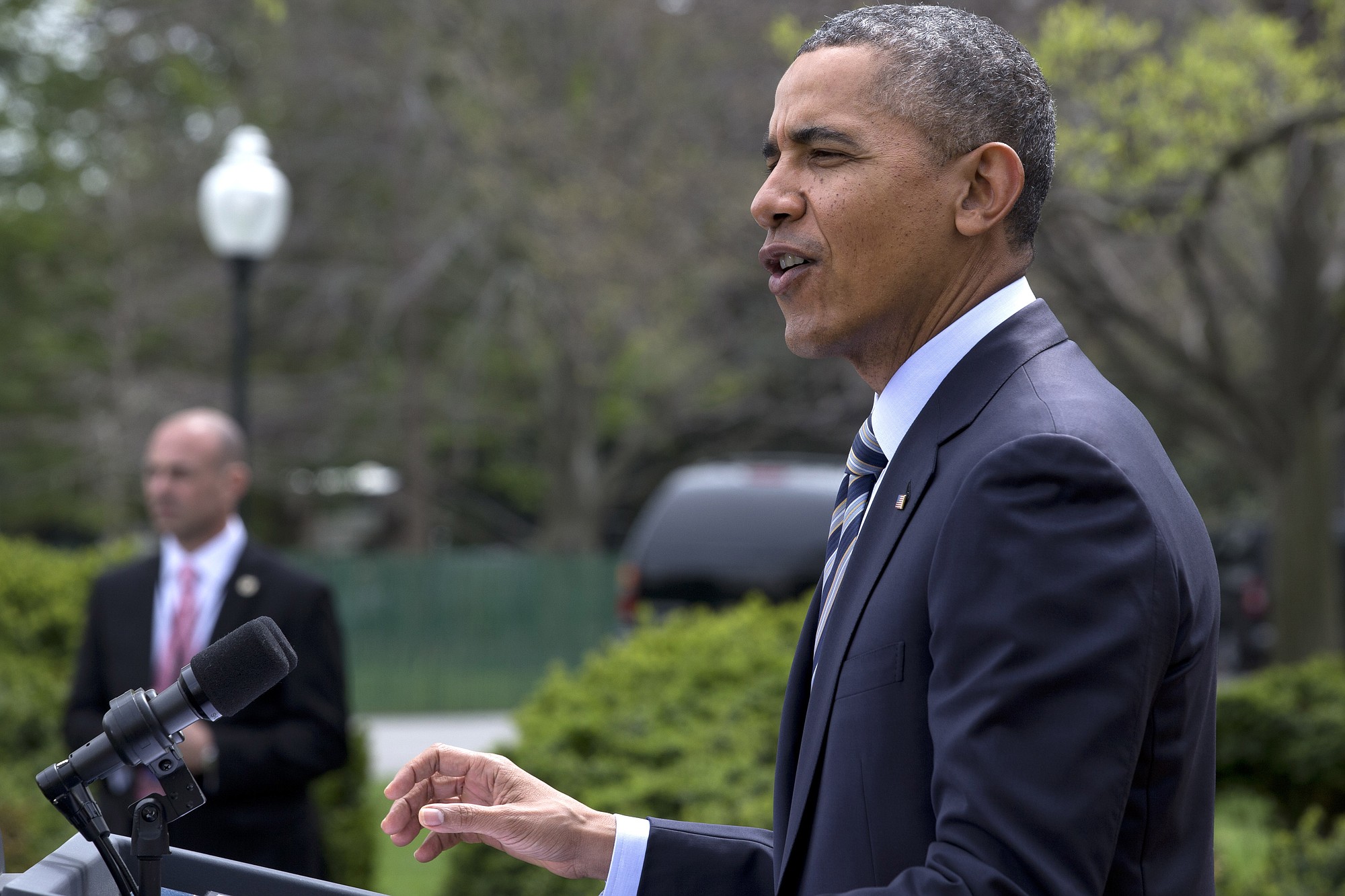 President Barack Obama speaks in the Rose Garden of the White House in Washington.