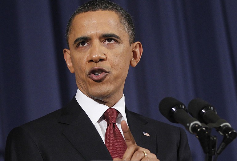 President Barack Obama speaks about Libya at the National Defense University in Washington, Monday.