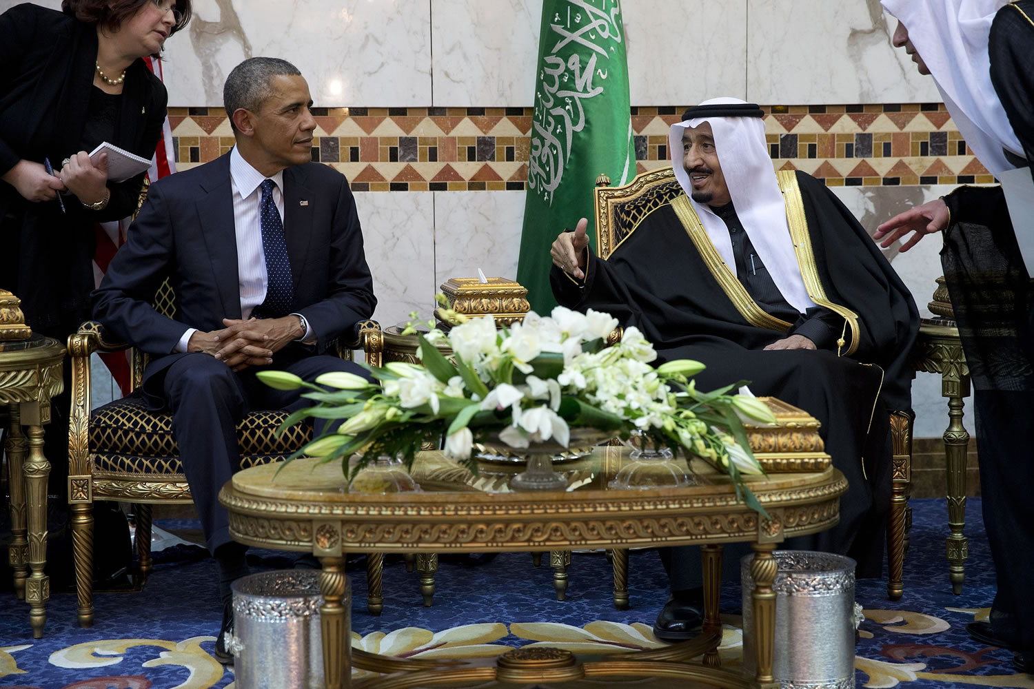 President Barack Obama meets Saudi Arabian King Salman bin Abdul Aziz in Riyadh, Saudi Arabia, on Tuesday.