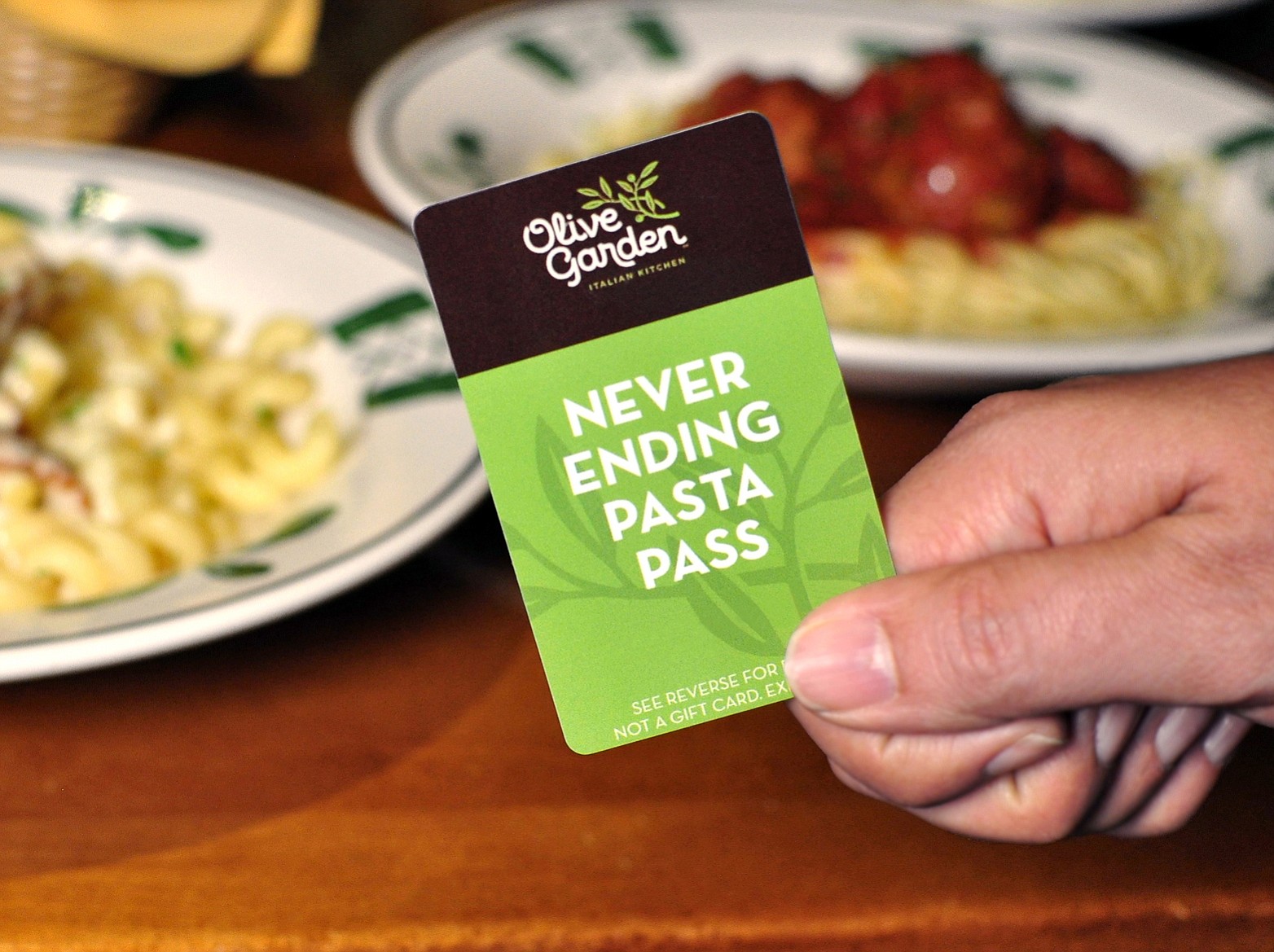 Darden Restaurants
The Italian-themed chain Olive Garden has announced to it will let 1,000 people pay $100 for the pass that gives them unprecedented free rein to its pasta. The &quot;Never Ending Pasta Pass&quot; sold out less than an hour after they went on sale online.