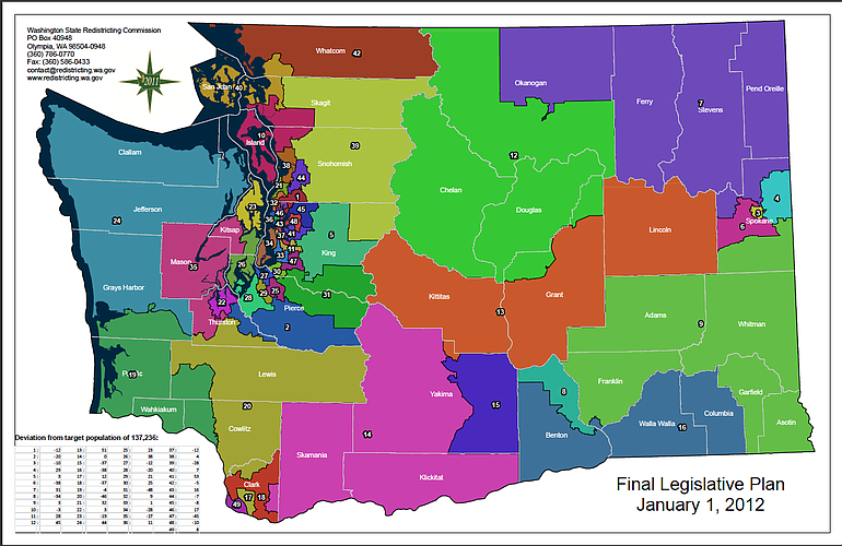 At 9:55 p.m. on Sunday, January 1, 2012, the four voting members of the Washington State Redistricting Commission unanimously approved the final version of the Washington State Redistricting Plan.