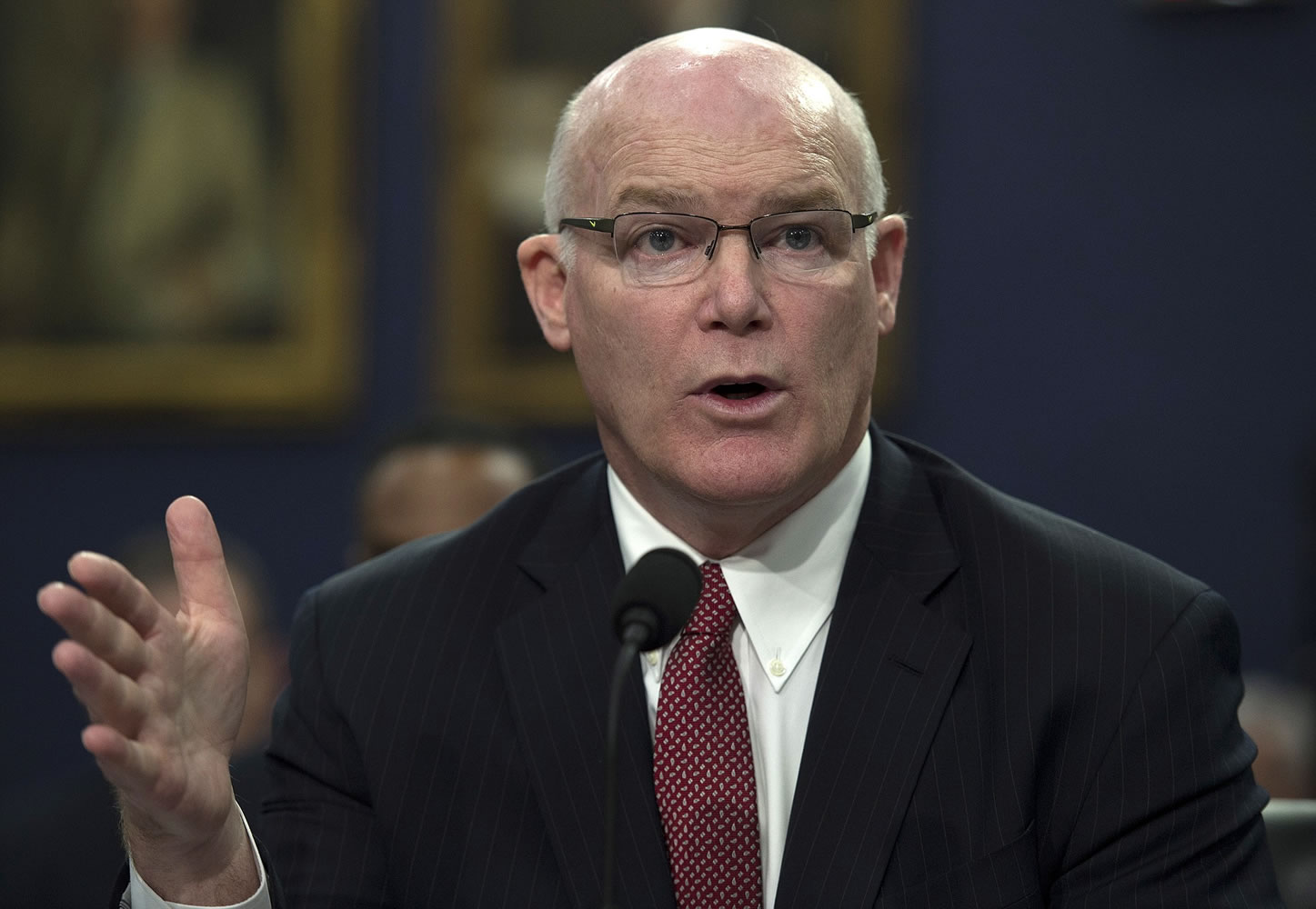 Secret Service Director Joseph Clancy testifies on Capitol Hill in Washington on Tuesday before the House Appropriations Homeland Security Budget hearing.