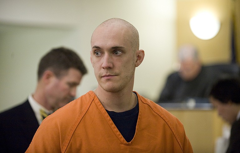 Caleb Soucy appears at his arraignment April 30 at the Clark County Courthouse.