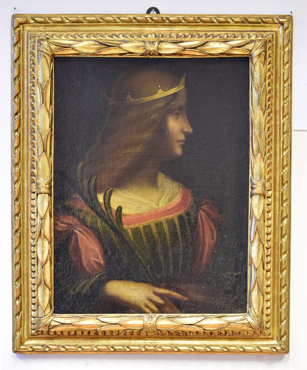 Kantonspolizei Tessin
&quot;Ritratto di Isabella d'Este,&quot; possibly by Leonardo da Vinci, was seized by authorities Tuesday from a Swiss bank vault. The painting was illegally removed from Italy, authorities said.
