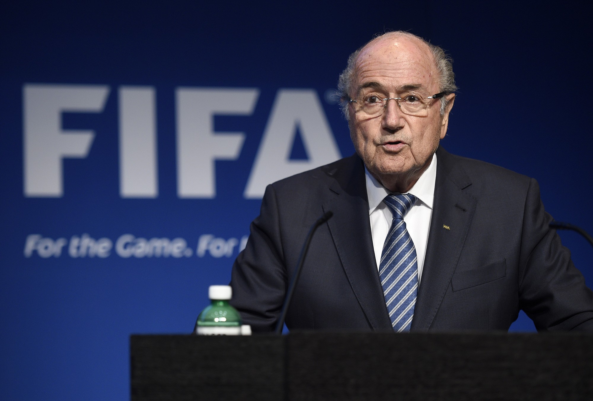 FIFA President Sepp Blatter speaks during a press conference at the FIFA headquarters in Zurich, Switzerland, on Tuesday.