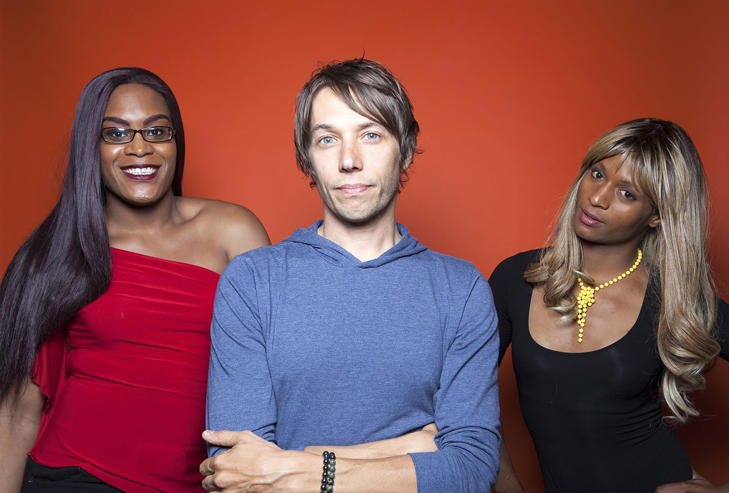 Singer and actor Mya Taylor, from left, director Sean Baker and actor Kitana Kiki Rodriguez worked on the new film &quot;Tangerine.&quot;