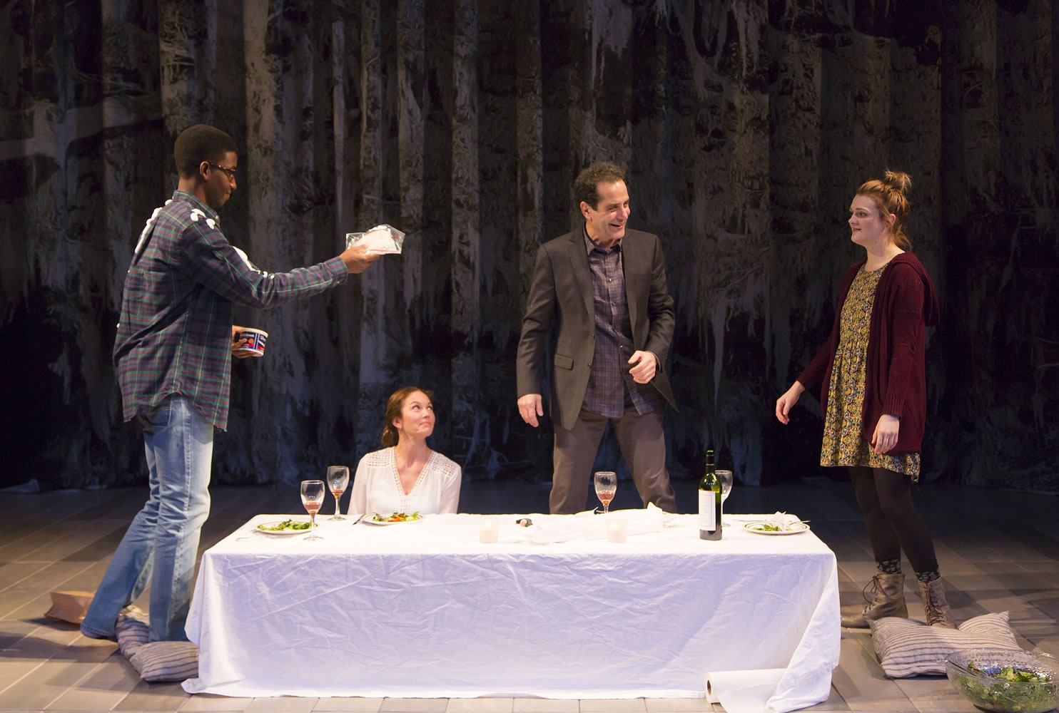 Mamoudou Athie, from left, Diane Lane, Tony Shalhoub and Gayle Rankin perform a scene from &quot;The Mystery of Love