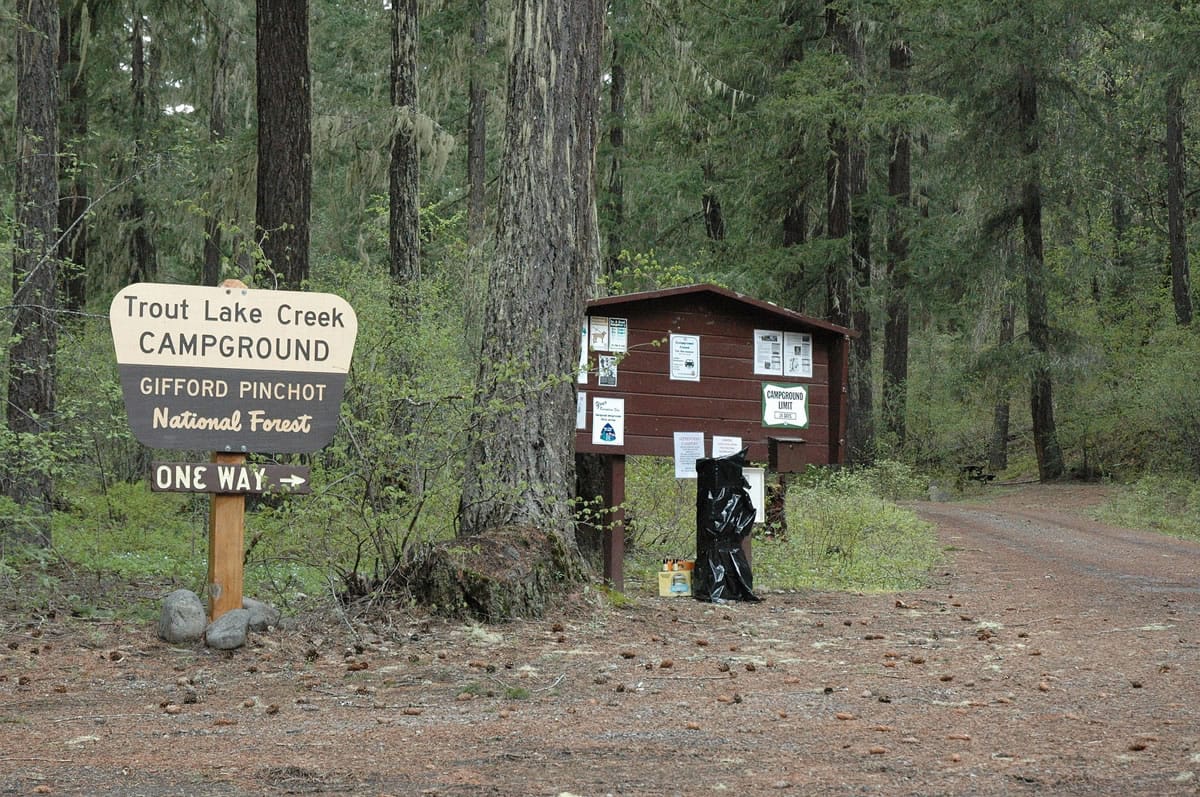 Trout Lake Creek campground contains 17 sites.