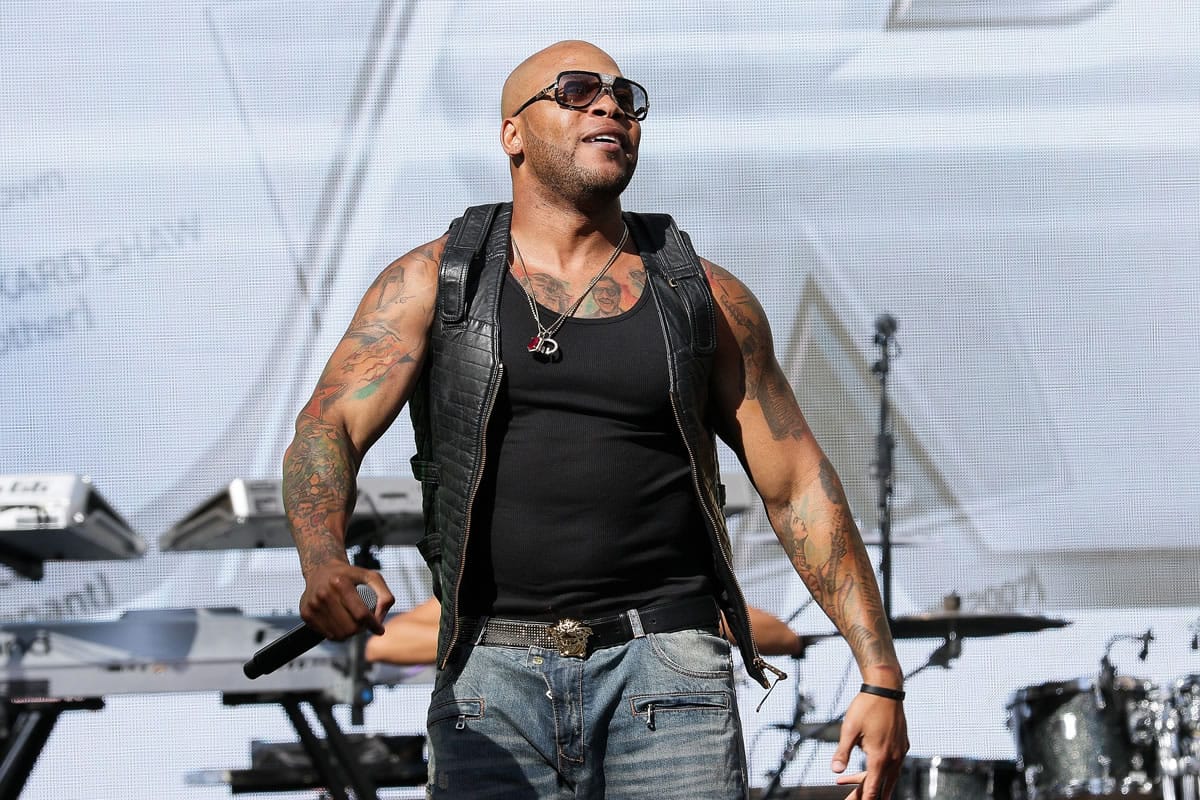 Flo Rida performs on stage at the &quot;Furious 7&quot; Takeover in Los Angeles.