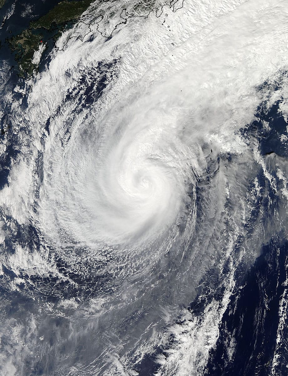 Typhoon Nuri is seen Wednesday by NASA's Aqua satellite. Weather forecasters say an explosive storm, a remnant of Typhoon Nuri, surpassing the intensity of 2012's Superstorm Sandy, is heading toward the northern Pacific Ocean and expected to pass Alaska's Aleutian Islands over the weekend.