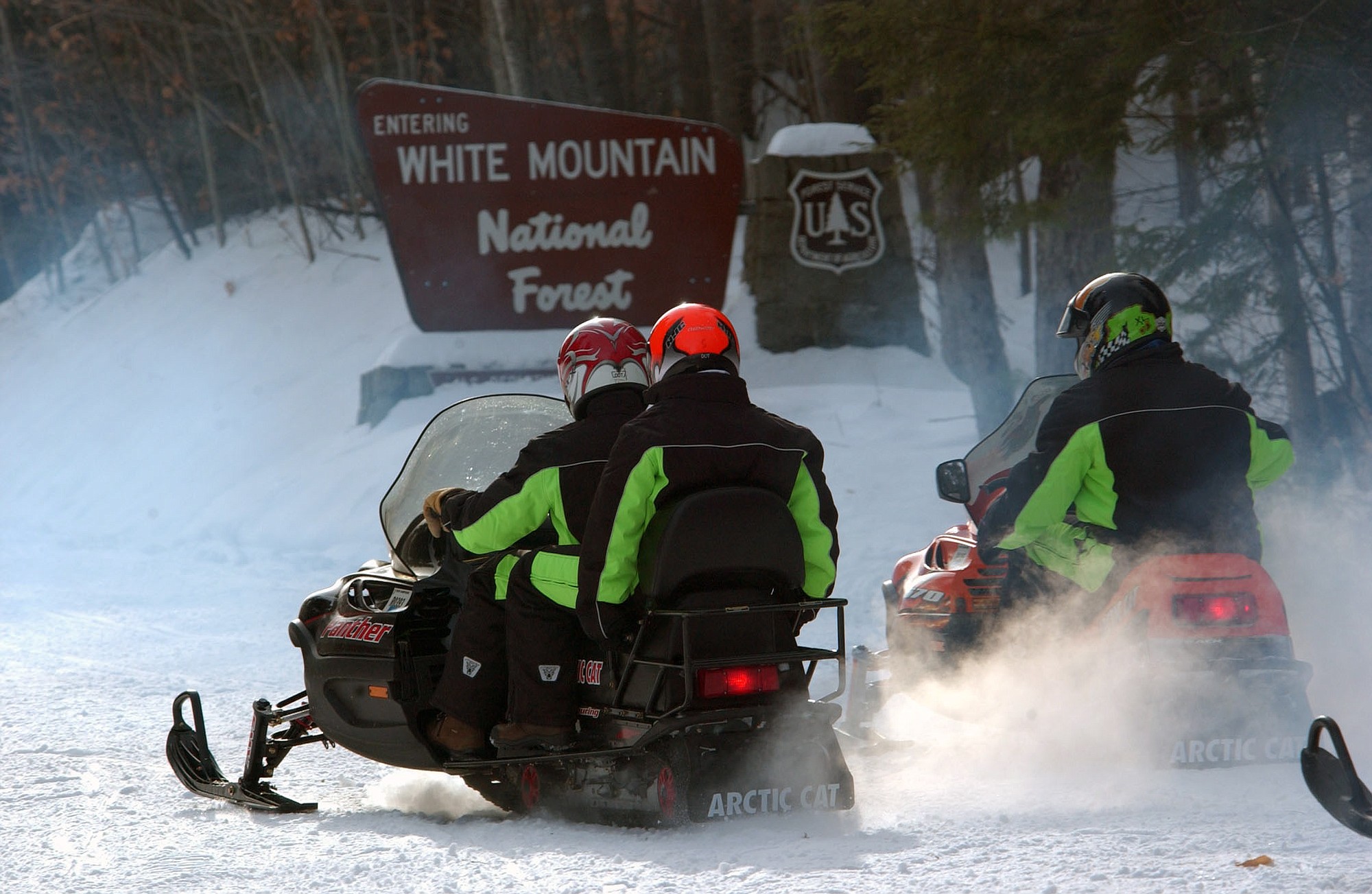 The Conway Daily Sun files
Snowmobilers start their travels in the White Mountain National Forest in Bartlett, N.H. Snowmobilers in all national forests in the U.S. may soon find limits on where they can ride after a U.S. Forest Service rule takes effect Feb. 27.