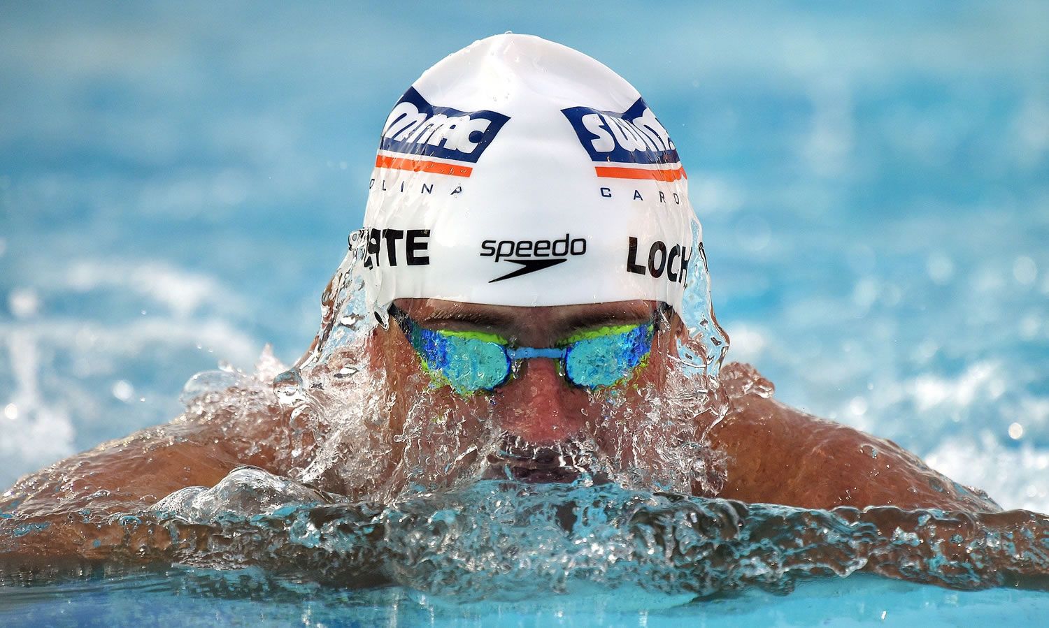 Ryan Lockte swims the breaststroke in the men's 200-meter individual medley at the U.S. nationals of swimming, Sunday, Aug. 10, 2014, in Irvine, Calif. Lockte won the event. (AP Photo/Mark J.