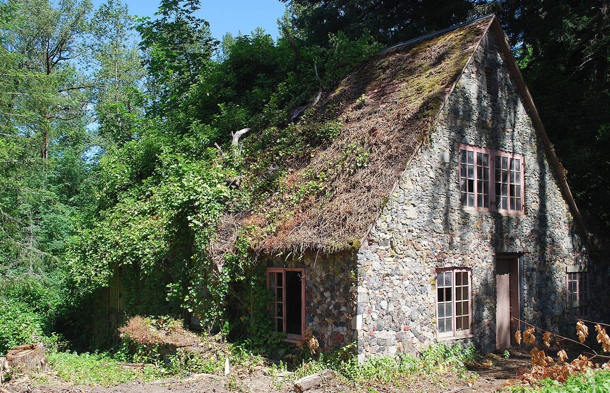 Hidden for decades behind a thicket of Douglas fir trees, this stone-covered cottage, built in 1923 near Lebanon, Ore., has been uncovered as dead trees have been removed from the property.