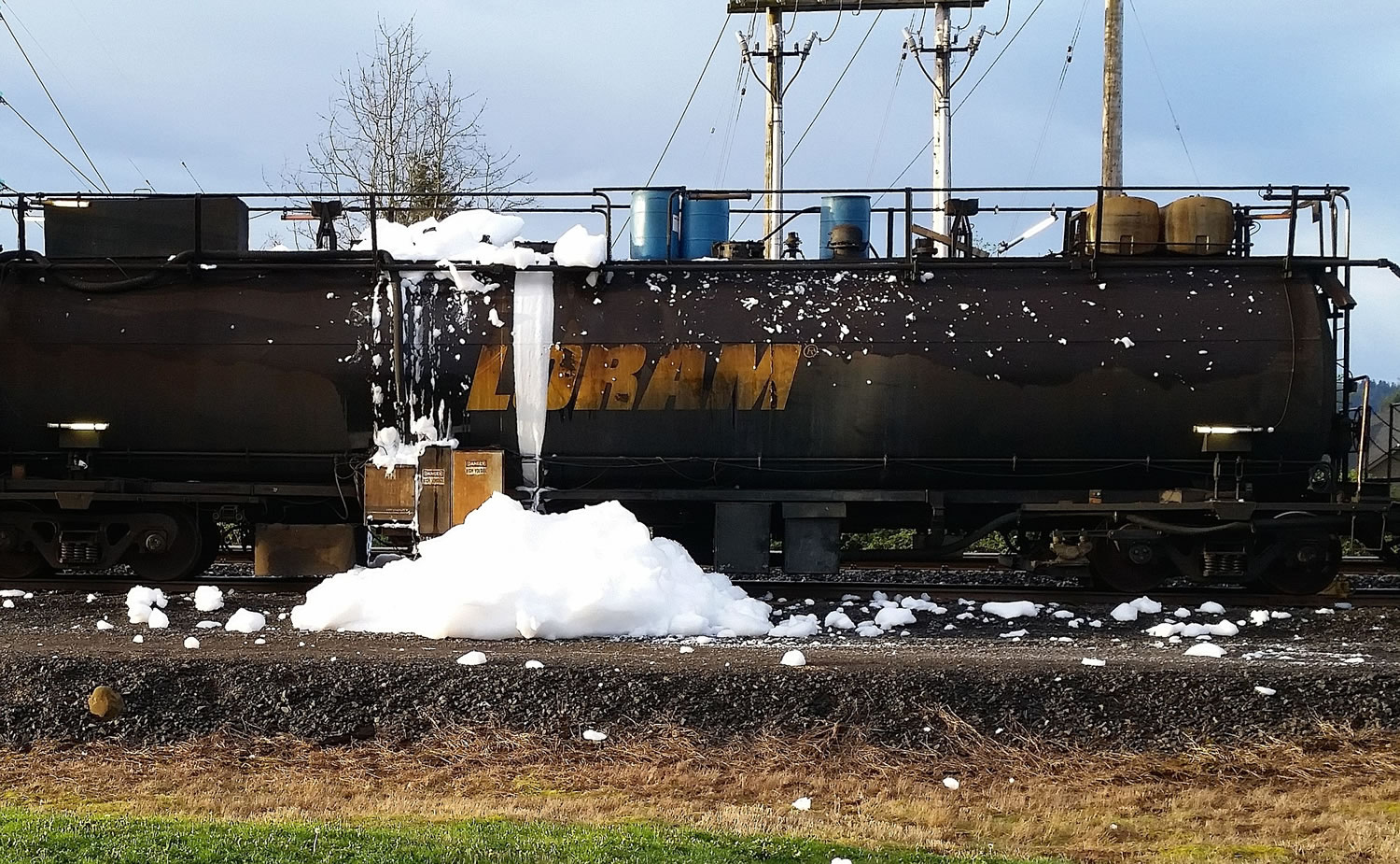A passing motorist photographed a foaming rail car Saturday morning in Washougal.