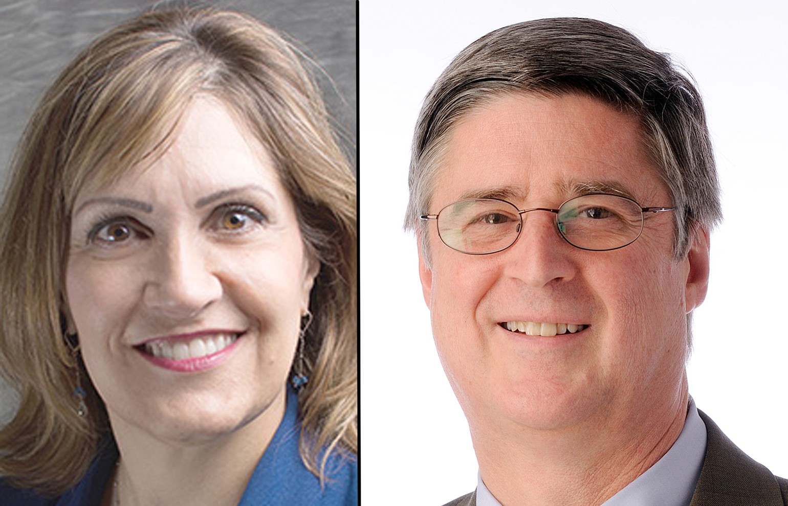 Clark County treasurer candidates: Lauren Colas, left, and incubate Doug Lasher.