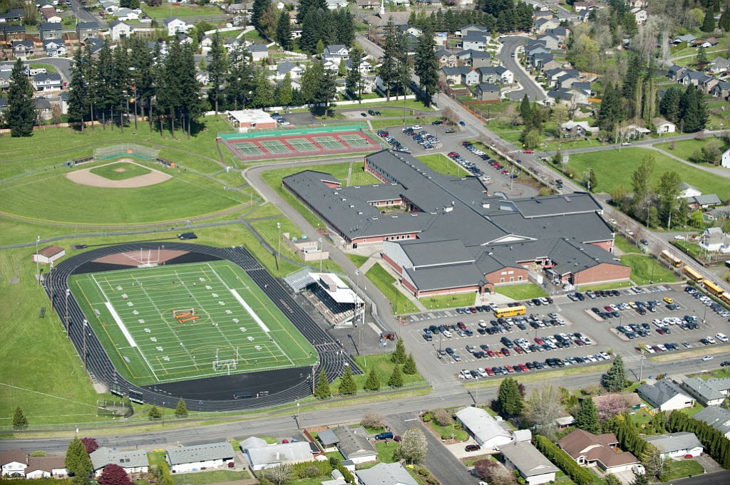 An aerial view of Washougal High School.