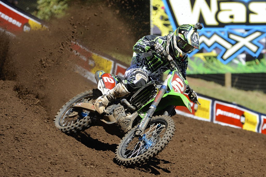 Ryan Villopoto races ahead of the field in the 450 class at the Lucas Oil Pro Motocross Championships in Washougal on Saturday, July 20, 2013.