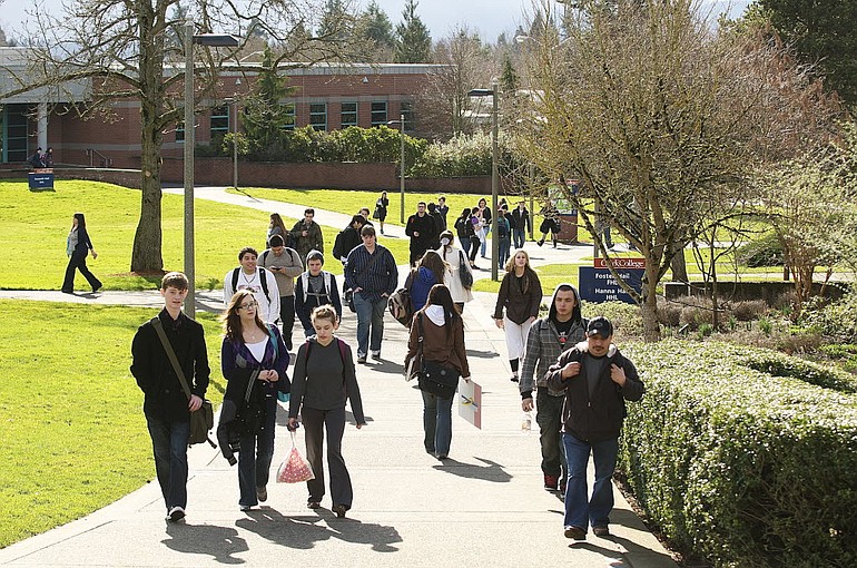 Students go about their daily routines at Clark College on Tuesday.