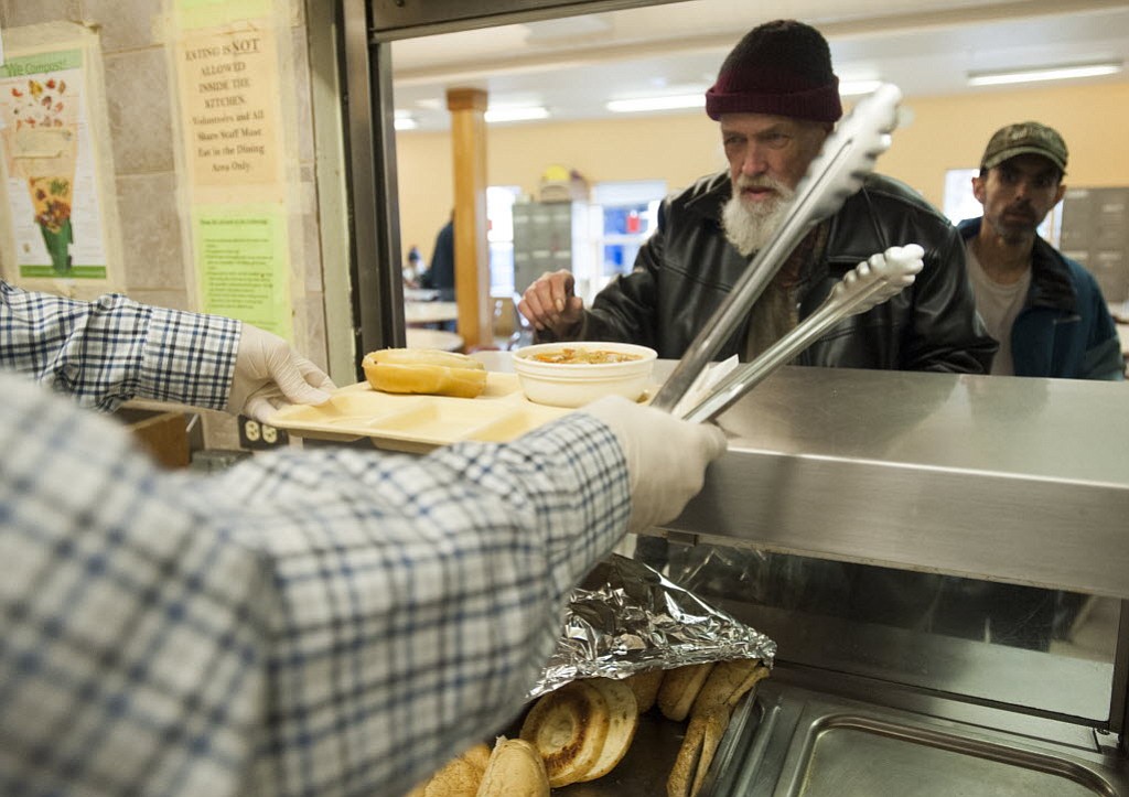 Lunch is served to the homeless at Share house in Vancouver on April 23.