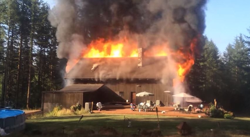A fire destroyed a house in rural east Clark County on Wednesday morning.