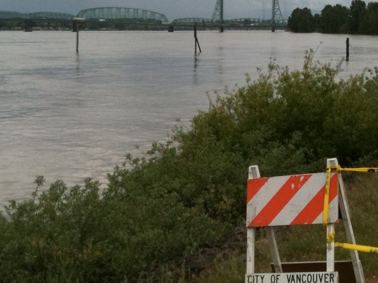 The City of Vancouver has cordoned off a section of the Waterfront Renaissance Trail between the Interstate 5 Bridge and Beaches Restaurant &amp; Bar because of high water that last week spilled over the Columbia River bank.