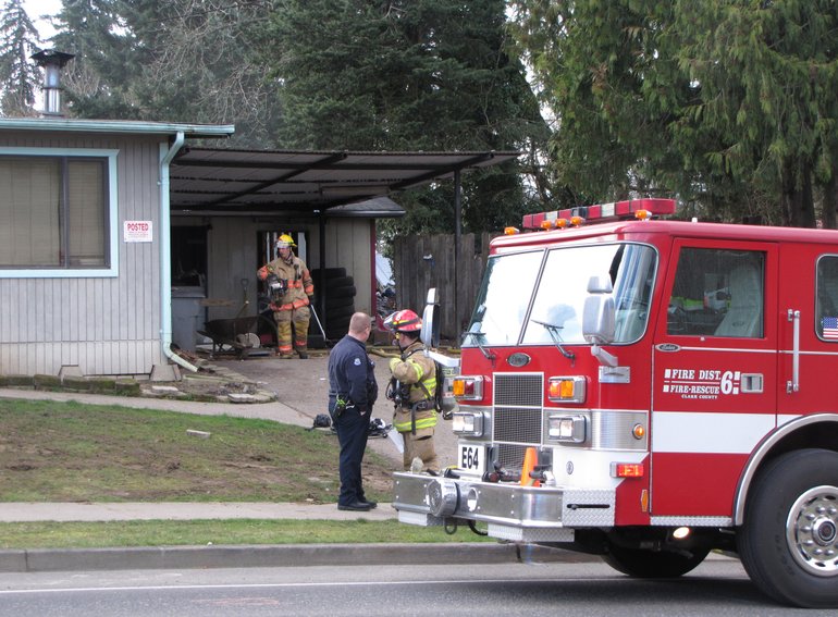 Firefighters with Clark County Fire District 6 and the Vancouver Fire Department knocked out a garage fire Monday afternoon at 9700 N.E. 25th Ave.