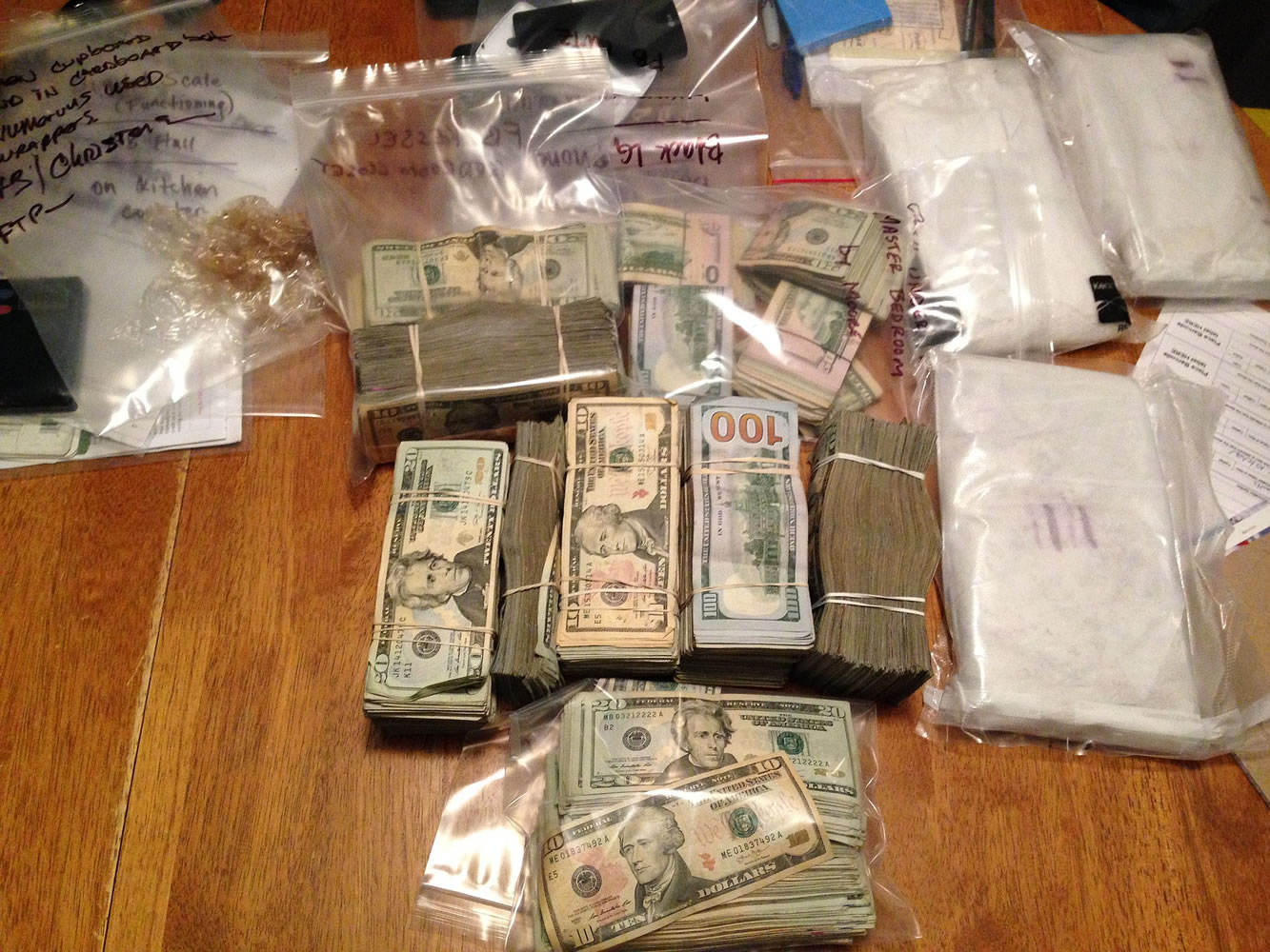 Law enforcement seized 3.6 pounds of heroin and  $85,440 in cash in drug bust at Hazel Dell residence.
