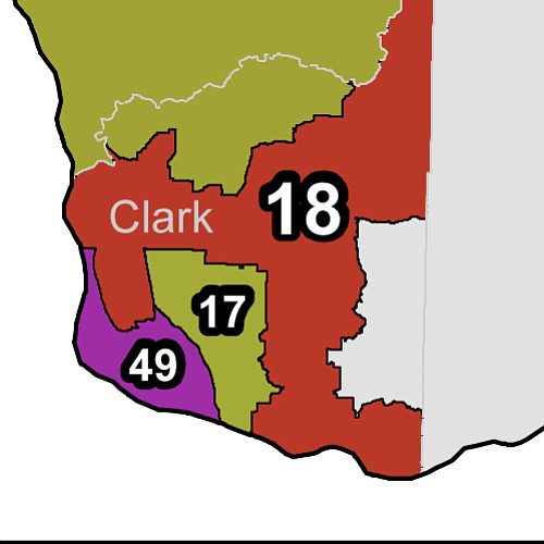 A map released Friday shows proposed boundaries for Clark County legislative districts.
