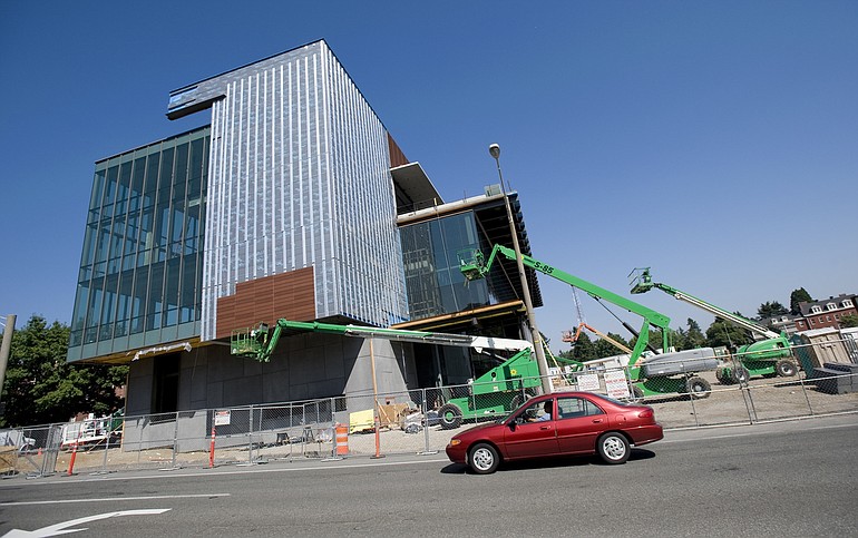 Construction of the new Vancouver Community Library continues Wednesday.