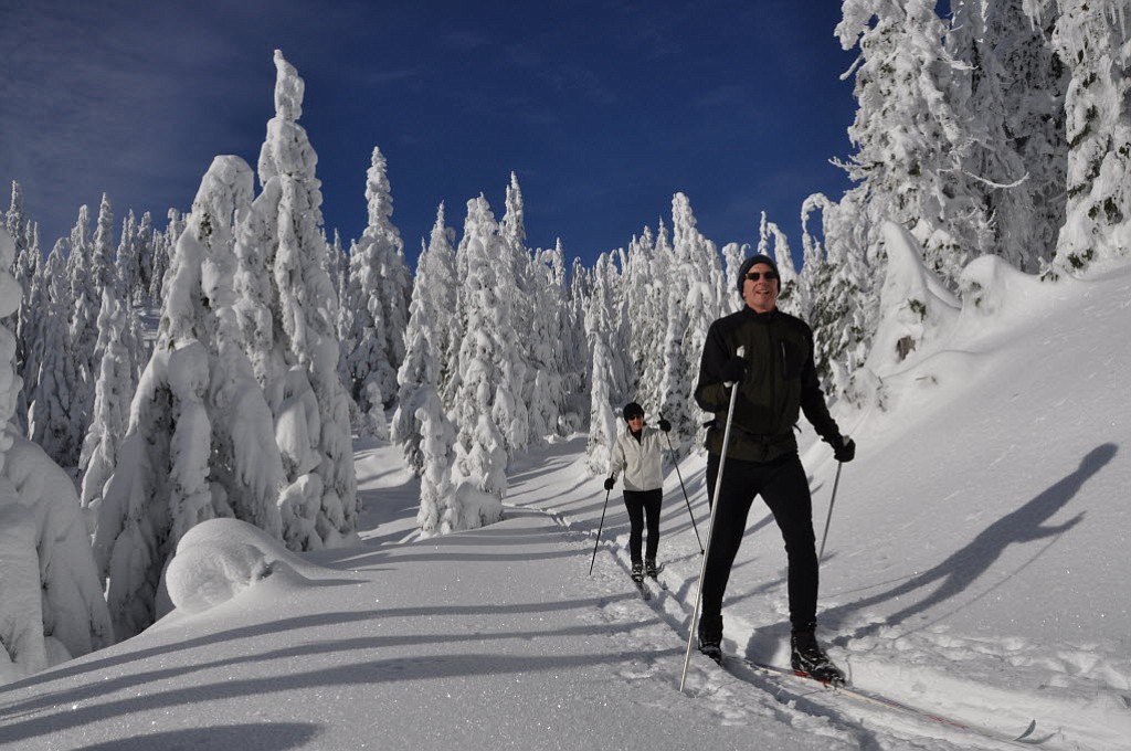Cross-country skiing offers both an upper and lower body workout.