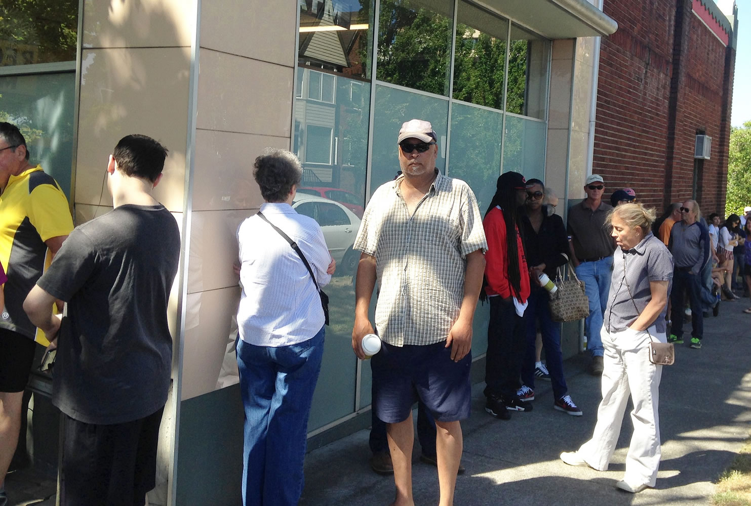 Customers were lined up for a second day at Main Street Marijuana in Uptown Village.