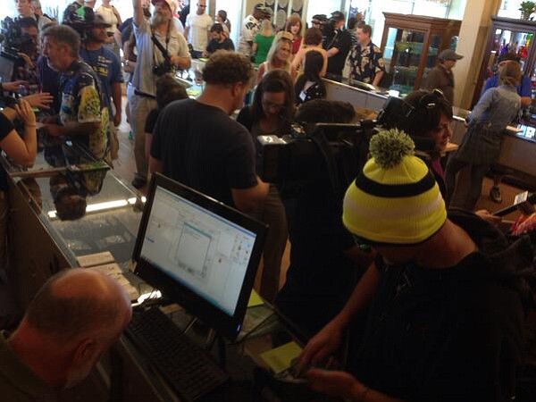 Legal marijuana sales started shortly after 11 a.m.