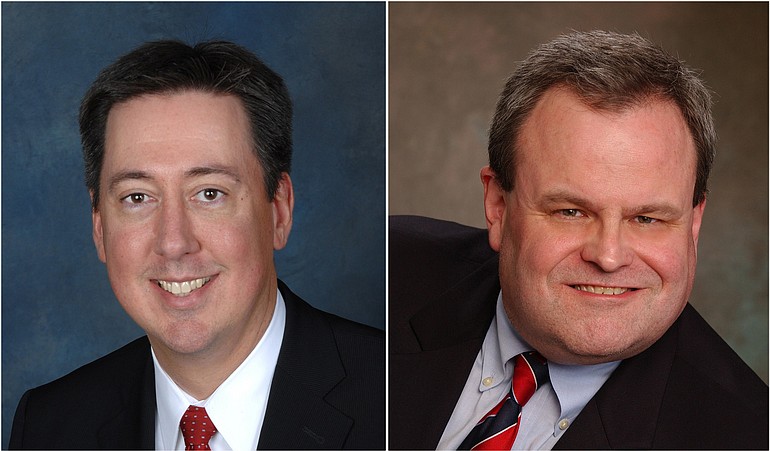 Candidates for Clark County prosecutor are Tony Golik, left, and Brent Boger.