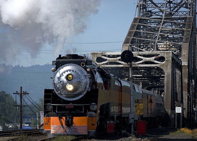 The SP 4449 steam engine pulls in to the Vancouver Amtrak station on Tuesday June 21, 2011.
