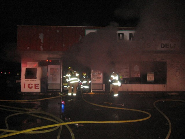 Crews from the Vancouver Fire Department and Clark County Fire District 6 knocked down a blaze early Tuesday at the Grand Mart, 714 Grand Boulevard.