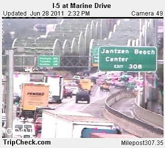 Traffic slows after this Tuesday afternoon wreck on Interstate 5 north near Jantzen Beach.
