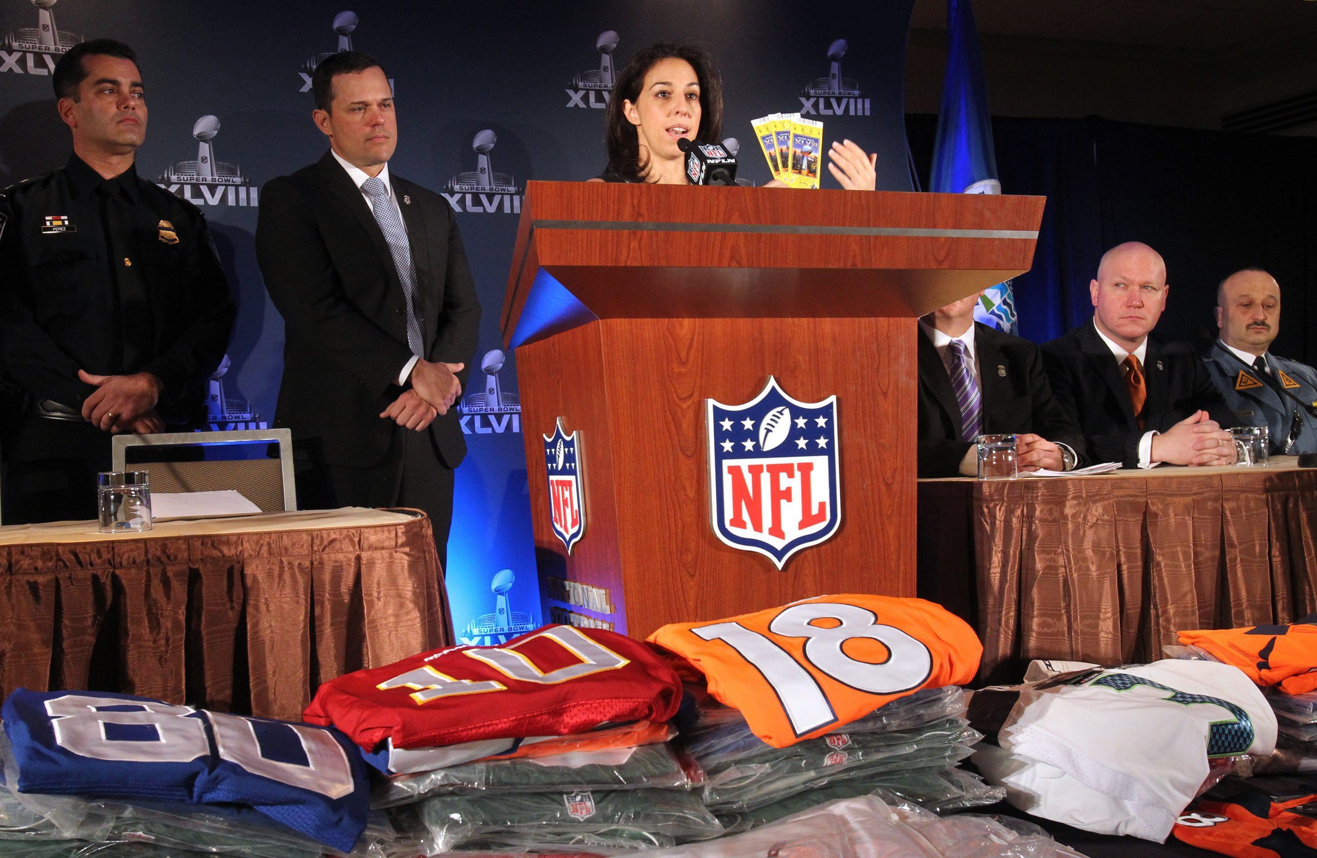 During the &quot;Operation Team Player&quot; press conference Thursday in Manhattan, NFL official Anastasia Danias said fake Super Bowl tickets should be a big concern to purchasers.