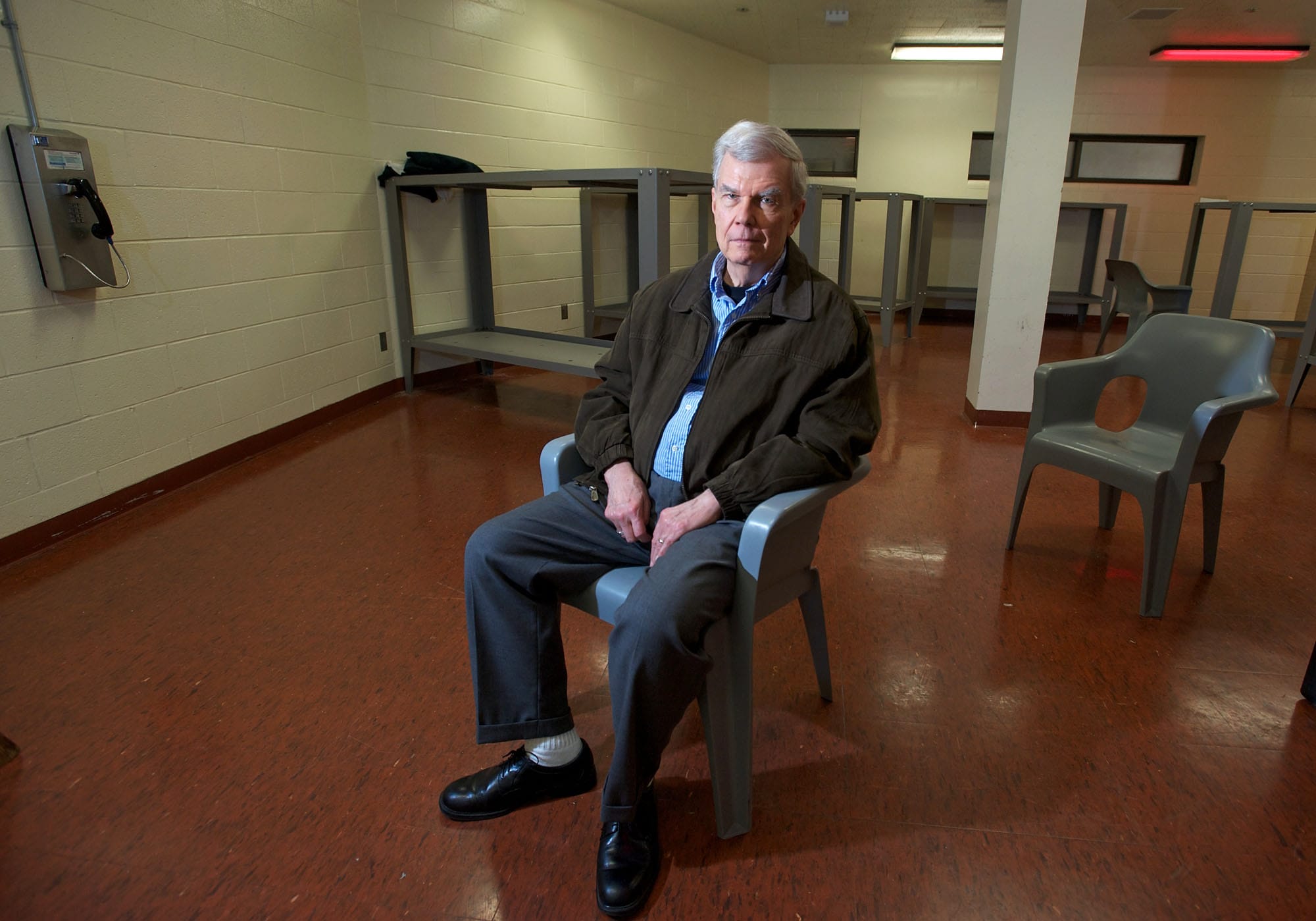 Mental health advocate Don Greenwood poses for a portrait at the Clark County Jail in December.