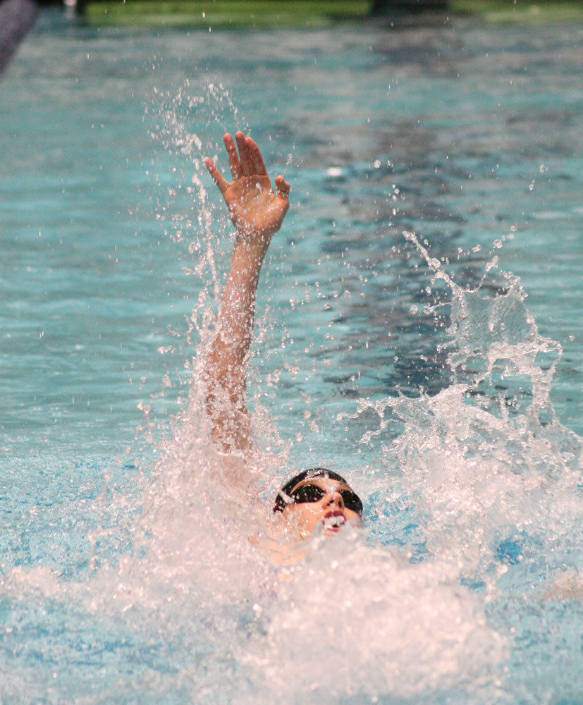 Kasey Calwell clinched second place for Camas in the 200 individual medley (above) and the 100 breaststroke at the 4A boys state swimming championships Saturday, at the King County Aquatic Center in Federal Way.
